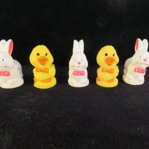 SET 5 Resin Bunnies & Chicks Cake Toppers Figurines (126V)